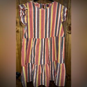 Striped Butterfly Sleeve Dress